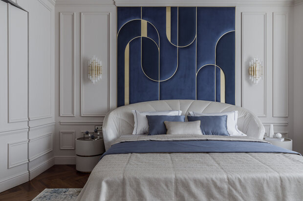 Фотография: Спальня в стиле Классический, Современный, Дом, Проект дня, Москва, Блочный дом, 4 и больше, Более 90 метров, Эксклюзивные проекты, современный с элементами классики и роскоши, Юлия Стоянова – фото на INMYROOM