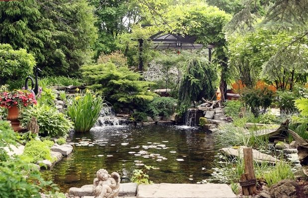 Фотография: Ландшафт в стиле , DIY, Советы, Зеленый, Дом и дача, пруд своими руками, пруд из пленки, готовые емкости для прудов, водные растения, как ухаживать за прудом, как оформить берега пруда – фото на INMYROOM