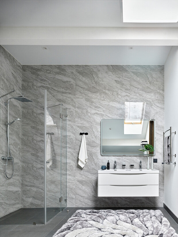 Фотография: Ванная в стиле Современный, Проект дня, Дача, Подмосковье, Блочный дом, 4 и больше, Более 90 метров, Марина Жеренко – фото на INMYROOM