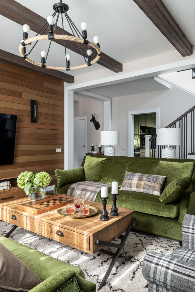 Фотография: Гостиная в стиле Прованс и Кантри, Классический, Дом, Проект недели, Нахабино, 4 и больше, Более 90 метров, Вера Шеверденок, Roomba Interior – фото на INMYROOM