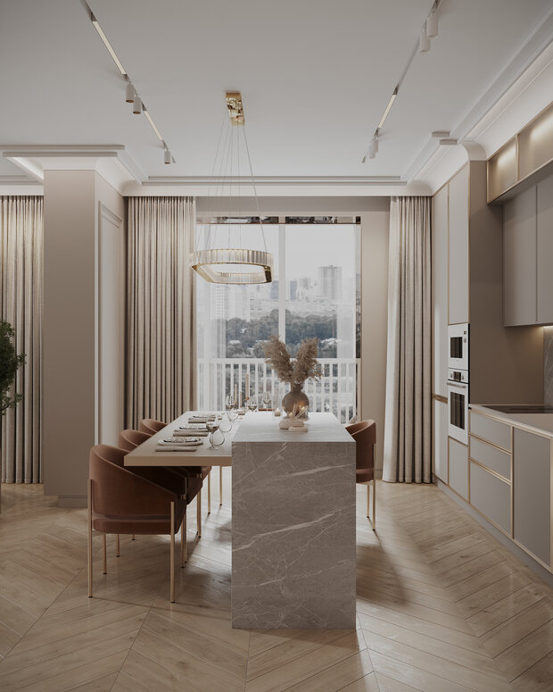 Фото из портфолио Дизайн-проект квартиры в ЖК «Миръ» в стиле современной классики – фотографии дизайна интерьеров на INMYROOM