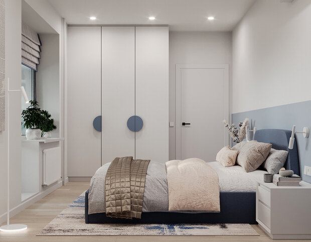 Фотография: Спальня в стиле Современный, Минимализм, Квартира, Советы, Башня Вулыха, Студия дизайна Максимаджи – фото на INMYROOM