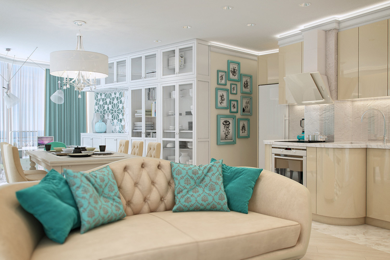Фотография: Кухня и столовая в стиле Классический, Современный, Квартира, Проект недели, Сочи, Евгения Матвеенко, FlatsDesign, Монолитный дом, 3 комнаты, Более 90 метров – фото на INMYROOM