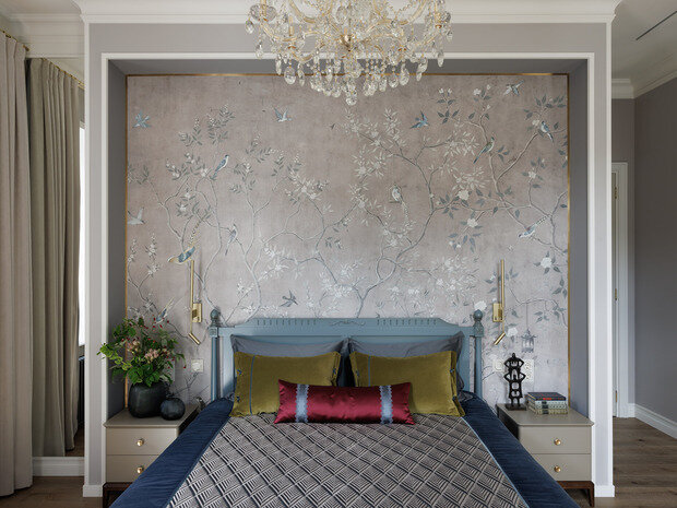 Фотография: Спальня в стиле Классический, Современный, Квартира, Проект дня, Санкт-Петербург, Кирпичный дом, Более 90 метров, современный с элементами классики и роскоши, Наталия Шмидт – фото на INMYROOM