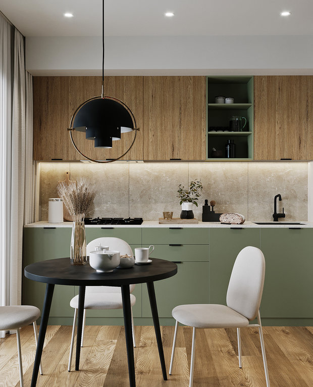 Фотография: Кухня и столовая в стиле Современный, Квартира, Проект недели, Санкт-Петербург, 1 комната, 40-60 метров, Finterio – фото на INMYROOM