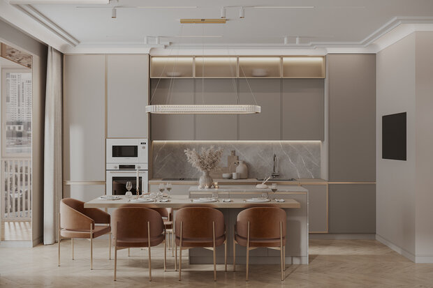 Фото из портфолио Дизайн-проект квартиры в ЖК «Миръ» в стиле современной классики – фотографии дизайна интерьеров на INMYROOM