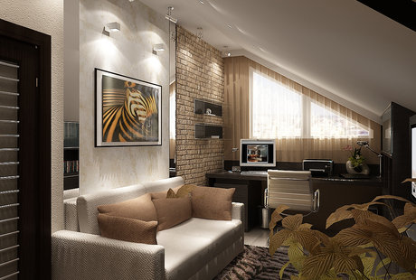 Рабочий кабинет в загородном доме, современный стиль