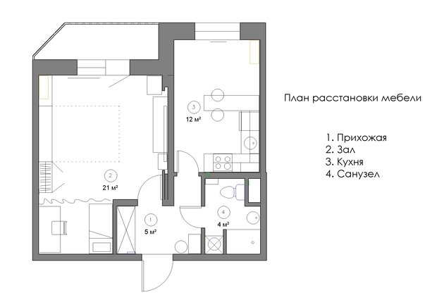 Фотография: Планировки в стиле , Квартира, Минимализм, Проект недели, Эко, Московская область, Марина Козлова, новостройка, Монолитный дом, 1 комната, 40-60 метров – фото на INMYROOM