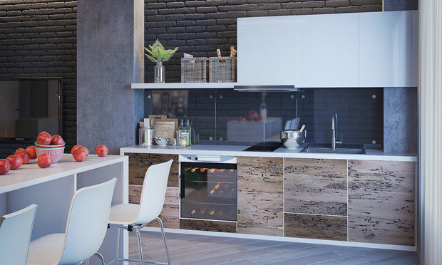 Фотография: Кухня и столовая в стиле Лофт, Квартира, Проект недели, Екатеринбург, новостройка, Юлия Калеми, Более 90 метров – фото на INMYROOM