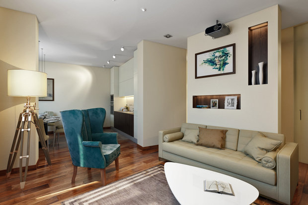 Фотография: Гостиная в стиле Минимализм, Квартира, Проект недели – фото на INMYROOM