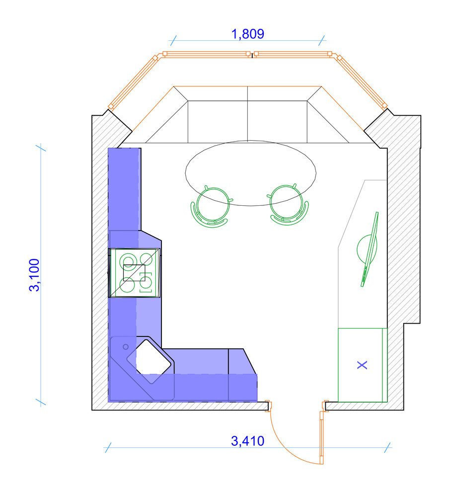 Фотография: Планировки в стиле , Кухня и столовая, Квартира, Дома и квартиры, П44т – фото на INMYROOM