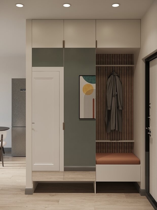 Фотография: Прихожая в стиле Современный, Малогабаритная квартира, Проект дня, Москва, Монолитный дом, 2 комнаты, до 40 метров, Елена Бургонская – фото на INMYROOM