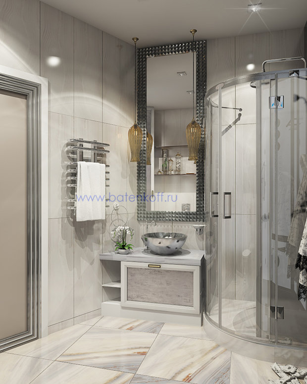 Фото из портфолио Дизайн проект туалета в стиле современной классики. Москва. Мичуринский  – фотографии дизайна интерьеров на InMyRoom.ru