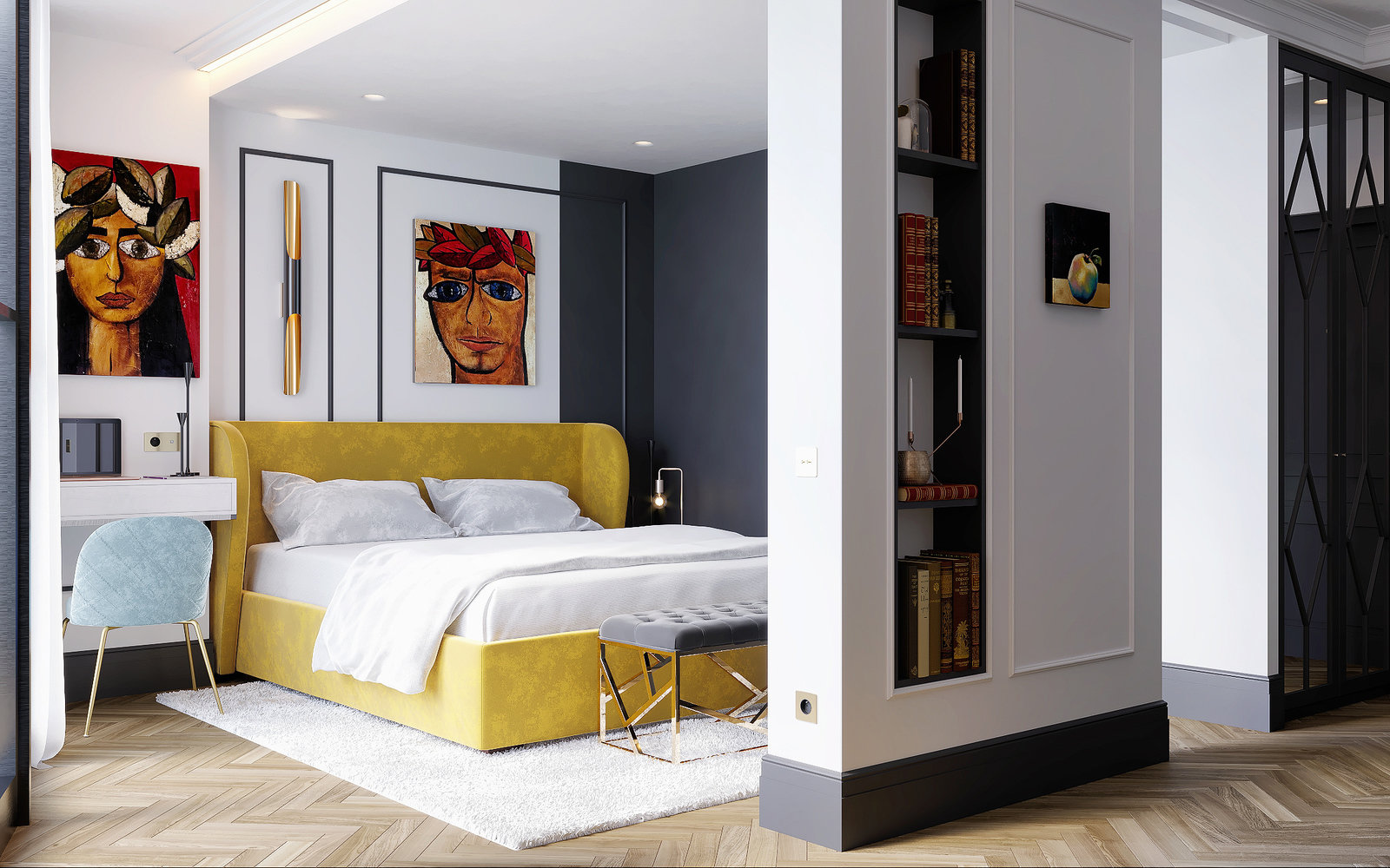 Фотография: Спальня в стиле Современный, Кухня и столовая, Ванная, Гостиная, Квартира, Студия, Белый, Проект недели, Зеленый, Желтый, 40-60 метров, ПРЕМИЯ INMYROOM – фото на INMYROOM Фотография: Спальня в стиле Современный, Кухня и столовая, Ванная, Гостиная, Квартира, Студия, Белый, Проект недели, Зеленый, Желтый, 40-60 метров, ПРЕМИЯ INMYROOM – фото на INMYROOM