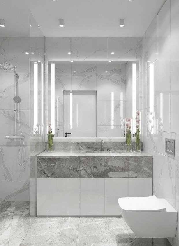 Визуализация интерьера ванной комнаты в стиле минимализм