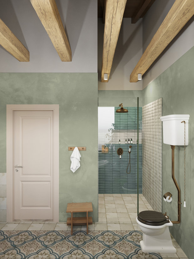 Фотография: Ванная в стиле Прованс и Кантри, Дом, Проект дня, Дом и дача, 3 комнаты, Более 90 метров, Астраханская область, Николай Рогожников, Антон Сорокин – фото на INMYROOM