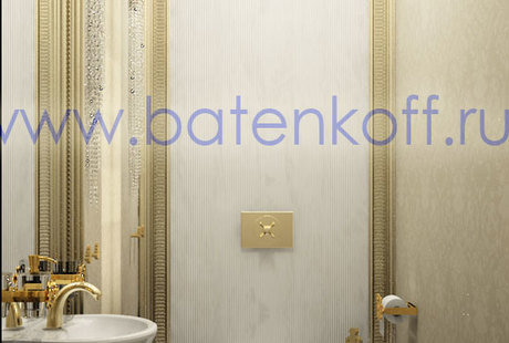 Дизайн проект компактного гостевого туалета в классическом стиле от Батенькофф в таунхаусе. Поселок Палникс.