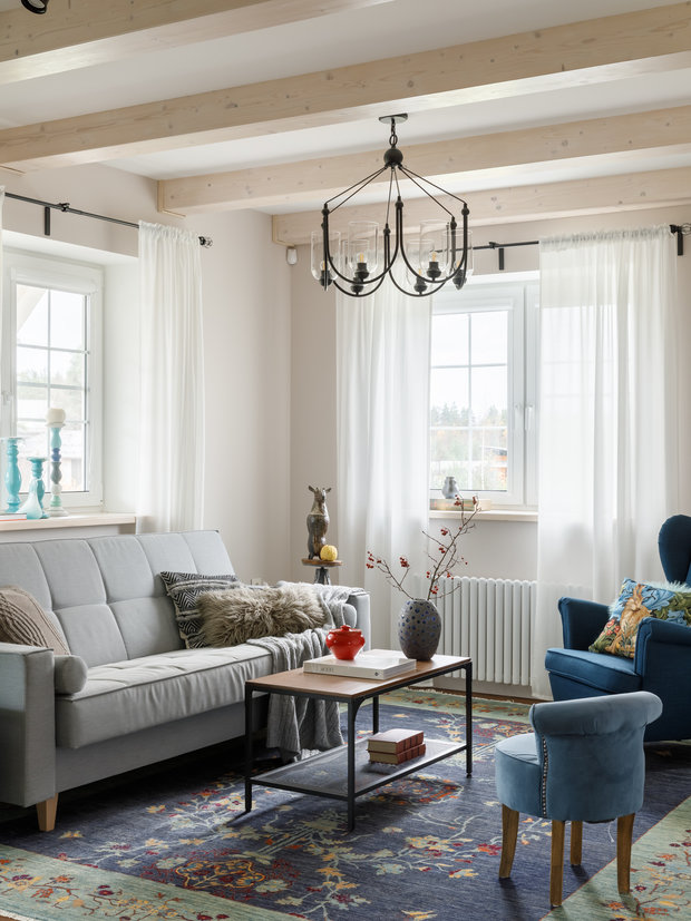 Фотография: Гостиная в стиле Прованс и Кантри, Современный, Дом, Проект недели, Дача, Дом и дача, Ленинградская область, 4 и больше, Более 90 метров, Елена Горячева, Студия «Мистер Дизайн» – фото на INMYROOM