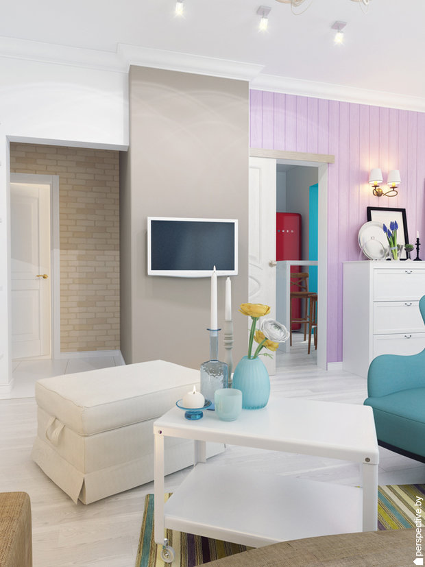 Фото из портфолио Гостиная. Дизайн квартиры для девушки – фотографии дизайна интерьеров на InMyRoom.ru