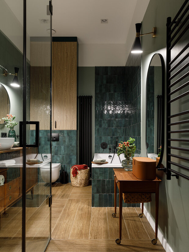 Фотография: Ванная в стиле Современный, Эклектика, Винтажный, Квартира, Проект дня, Санкт-Петербург, Кирпичный дом, 4 и больше, Бохо, Анна Король – фото на INMYROOM