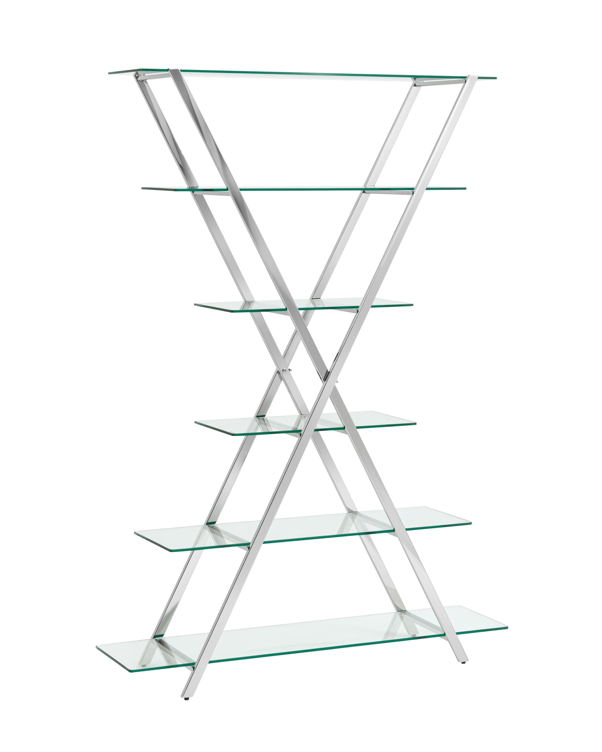 Стеллаж Гейт серебристого цвета со стеклянными полками