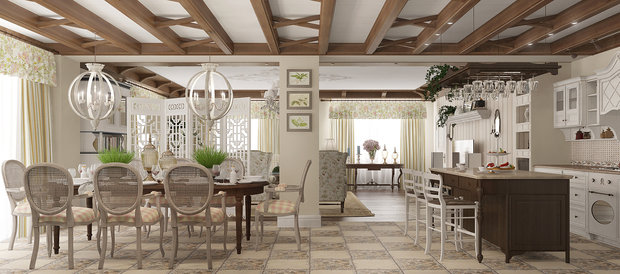 Фотография: Кухня и столовая в стиле Прованс и Кантри, Квартира, Дома и квартиры, Прованс, Проект недели – фото на INMYROOM