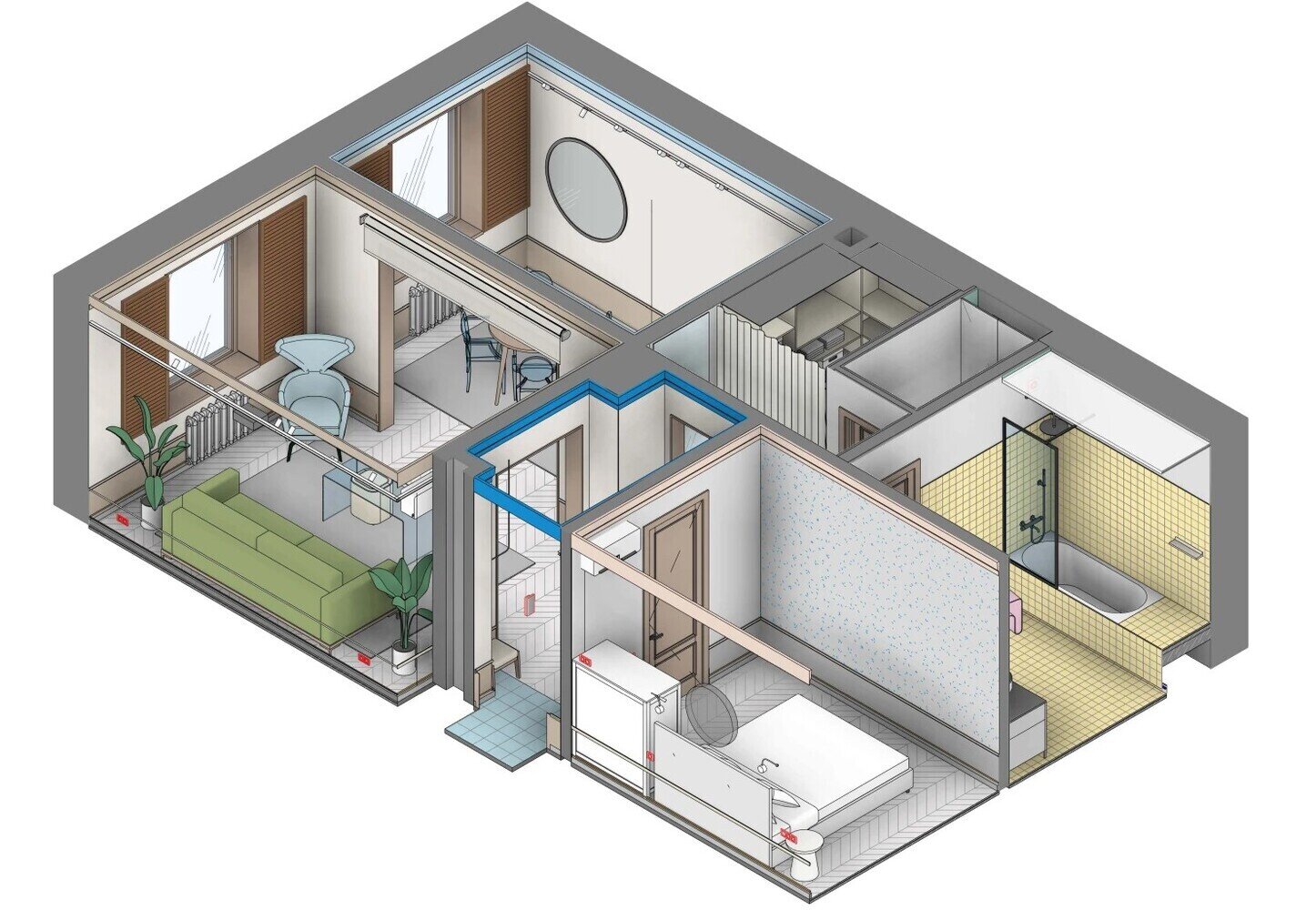 Фотография: Планировки в стиле , Квартира, Проект дня, Сталинка, 3 комнаты, 40-60 метров, фото интерьера, дизайн интерьера фото, эклектика с элементами винтажа – фото на INMYROOM Фотография: Планировки в стиле , Квартира, Проект дня, Сталинка, 3 комнаты, 40-60 метров, фото интерьера, дизайн интерьера фото, эклектика с элементами винтажа – фото на INMYROOM