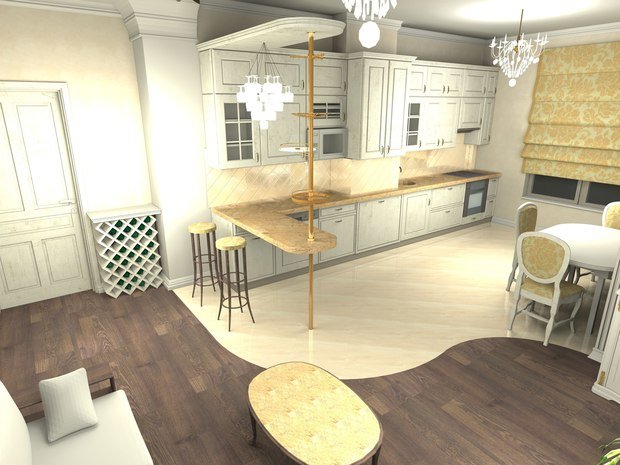 Фото из портфолио Интерьер Кухни- гостиной – фотографии дизайна интерьеров на INMYROOM