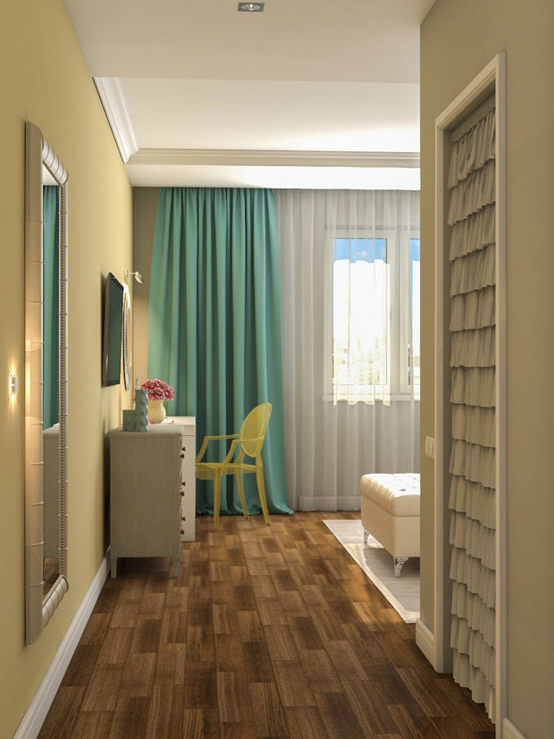 Фотография: Спальня в стиле Эклектика, Современный, Проект недели, Москва, Желтый, Серый, Катерина Жукова, новостройка – фото на INMYROOM