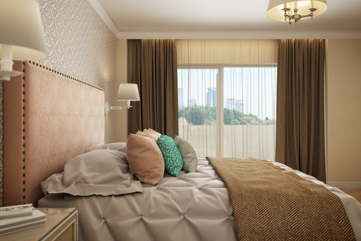 Фотография: Спальня в стиле Классический, Современный, Квартира, Проект недели, Сочи, Евгения Матвеенко, FlatsDesign, Монолитный дом, 3 комнаты, Более 90 метров – фото на INMYROOM