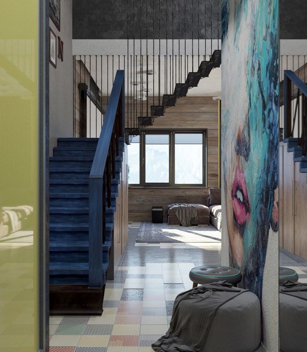 Фото из портфолио Брутальная, двухуровневая квартира в Сочи – фотографии дизайна интерьеров на INMYROOM