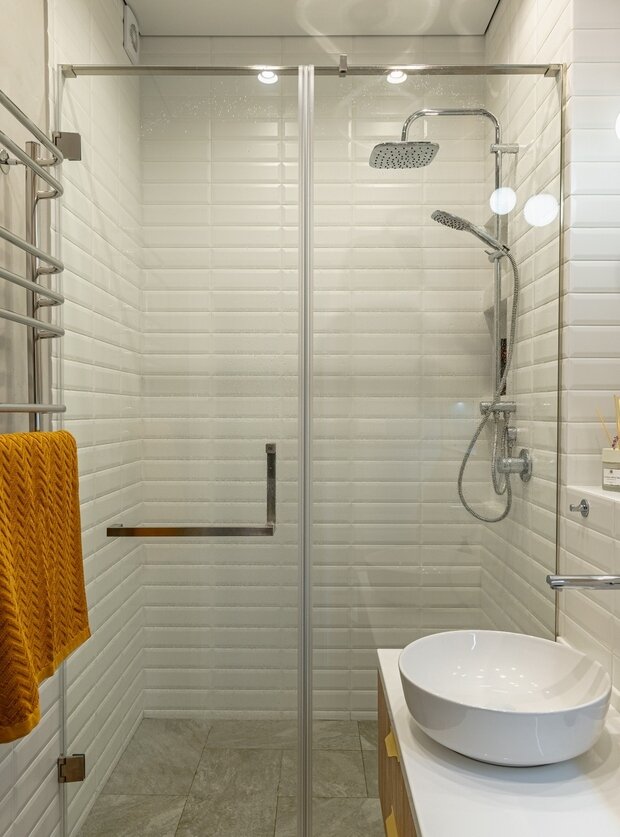 Фотография: Ванная в стиле Скандинавский, Современный, Эклектика, Минимализм, Эко, Квартира, Крым, Проект недели, 3 комнаты, Более 90 метров, Red Wine design, Евпатория – фото на INMYROOM