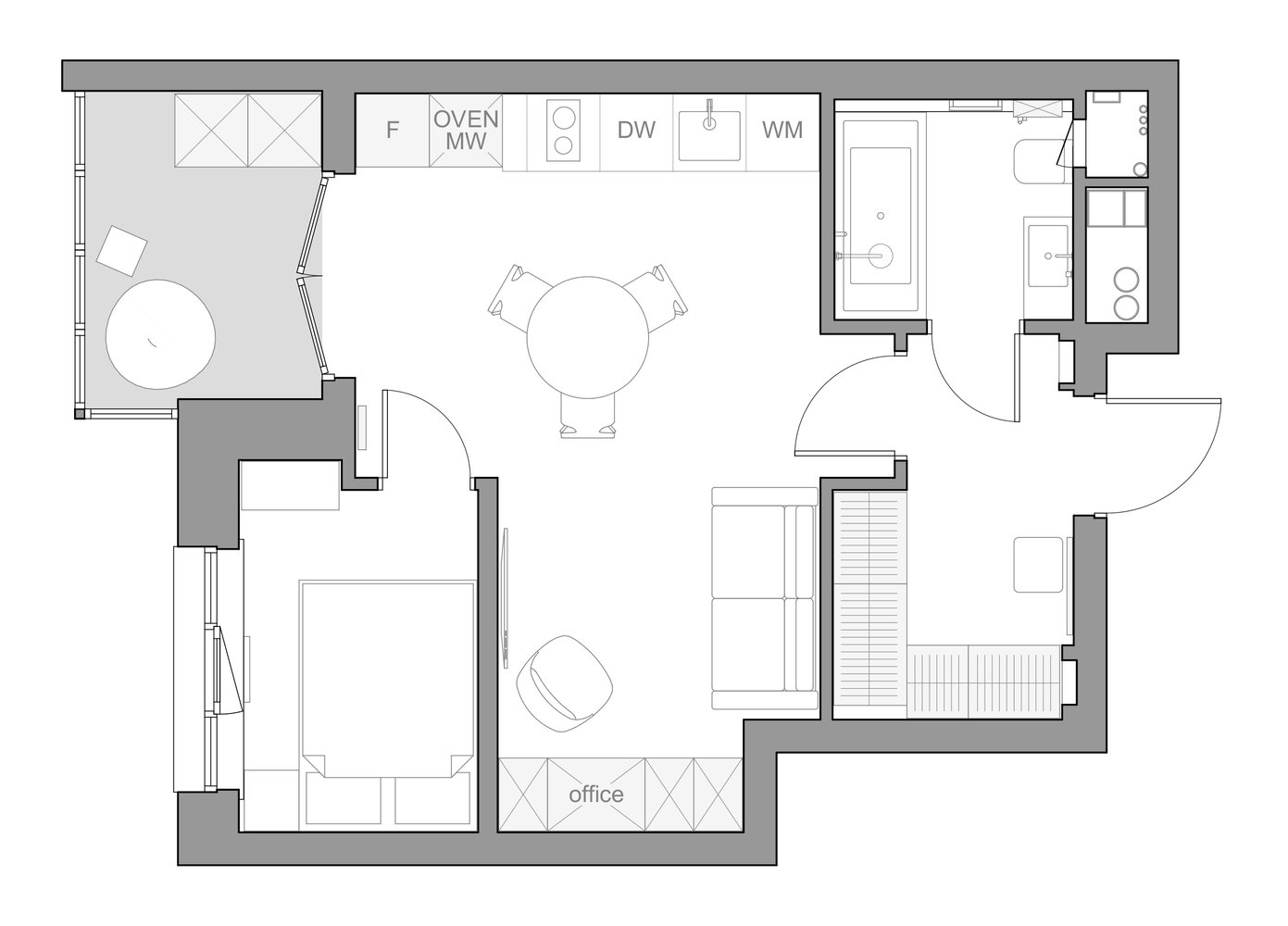 Фотография: Планировки в стиле , Скандинавский, Малогабаритная квартира, Квартира, Проект недели, Московский, 2 комнаты, до 40 метров, Елена Соренсен – фото на INMYROOM Фотография: Планировки в стиле , Скандинавский, Малогабаритная квартира, Квартира, Проект недели, Московский, 2 комнаты, до 40 метров, Елена Соренсен – фото на INMYROOM