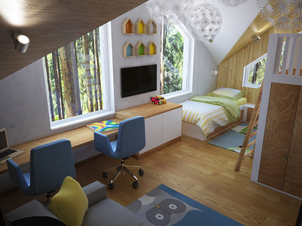 Фотография: Детская в стиле Современный, Прованс и Кантри, Дом, Проект недели, Дача, Дом и дача, Ленинградская область, Ольга Левская, каркасный дом – фото на INMYROOM