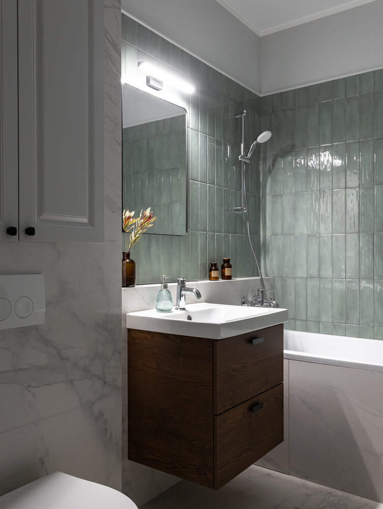 Фотография: Ванная в стиле Классический, Современный, Эклектика, Квартира, Проект недели, Челябинск, Монолитный дом, 2 комнаты, 40-60 метров, Наталья Шостак – фото на INMYROOM Фотография: Ванная в стиле Классический, Современный, Эклектика, Квартира, Проект недели, Челябинск, Монолитный дом, 2 комнаты, 40-60 метров, Наталья Шостак – фото на INMYROOM