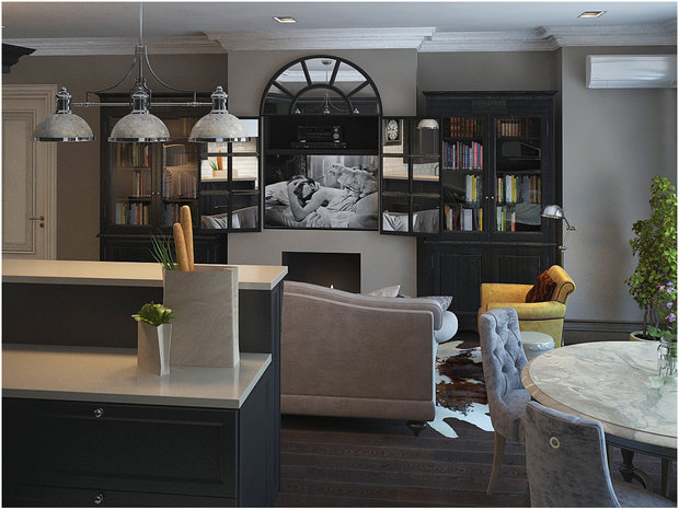 Фотография: Гостиная в стиле Прованс и Кантри, Скандинавский, Квартира, Цвет в интерьере, Дома и квартиры, Проект недели, Серый – фото на INMYROOM