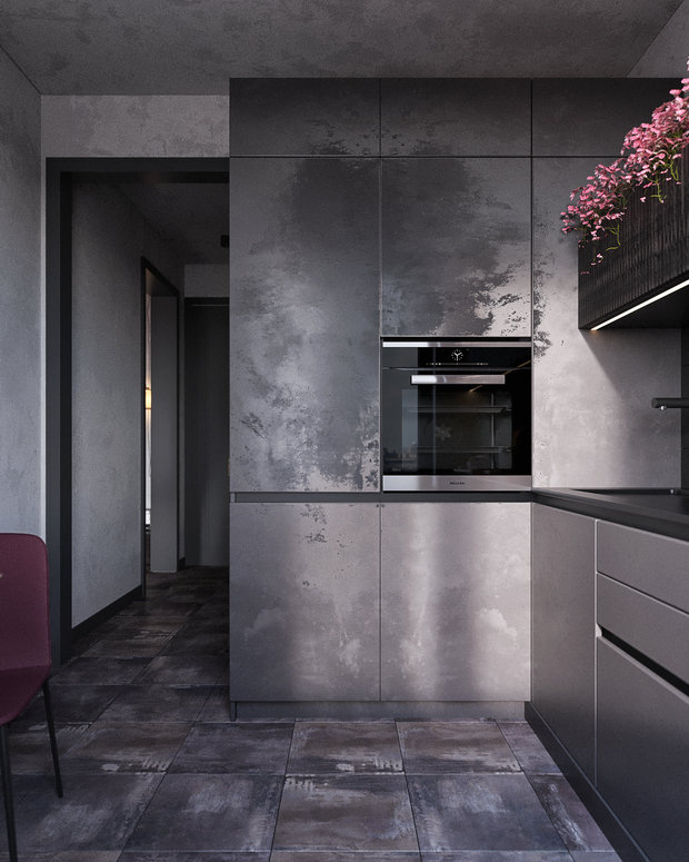 Фотография: Кухня и столовая в стиле Лофт, Эклектика, Квартира, Проект недели, Челябинск, 1 комната, до 40 метров, 40-60 метров, Tenso Interiors – фото на INMYROOM