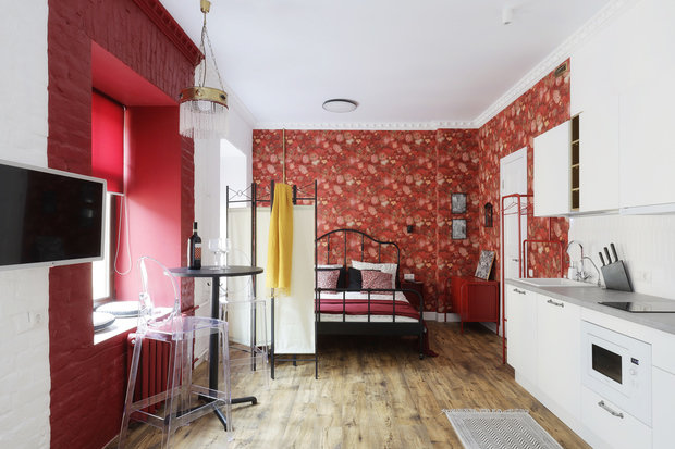 Фотография: Кухня и столовая в стиле Эклектика, Малогабаритная квартира, Квартира, Студия, Проект недели, Санкт-Петербург, до 40 метров, Лина Альтовская – фото на INMYROOM