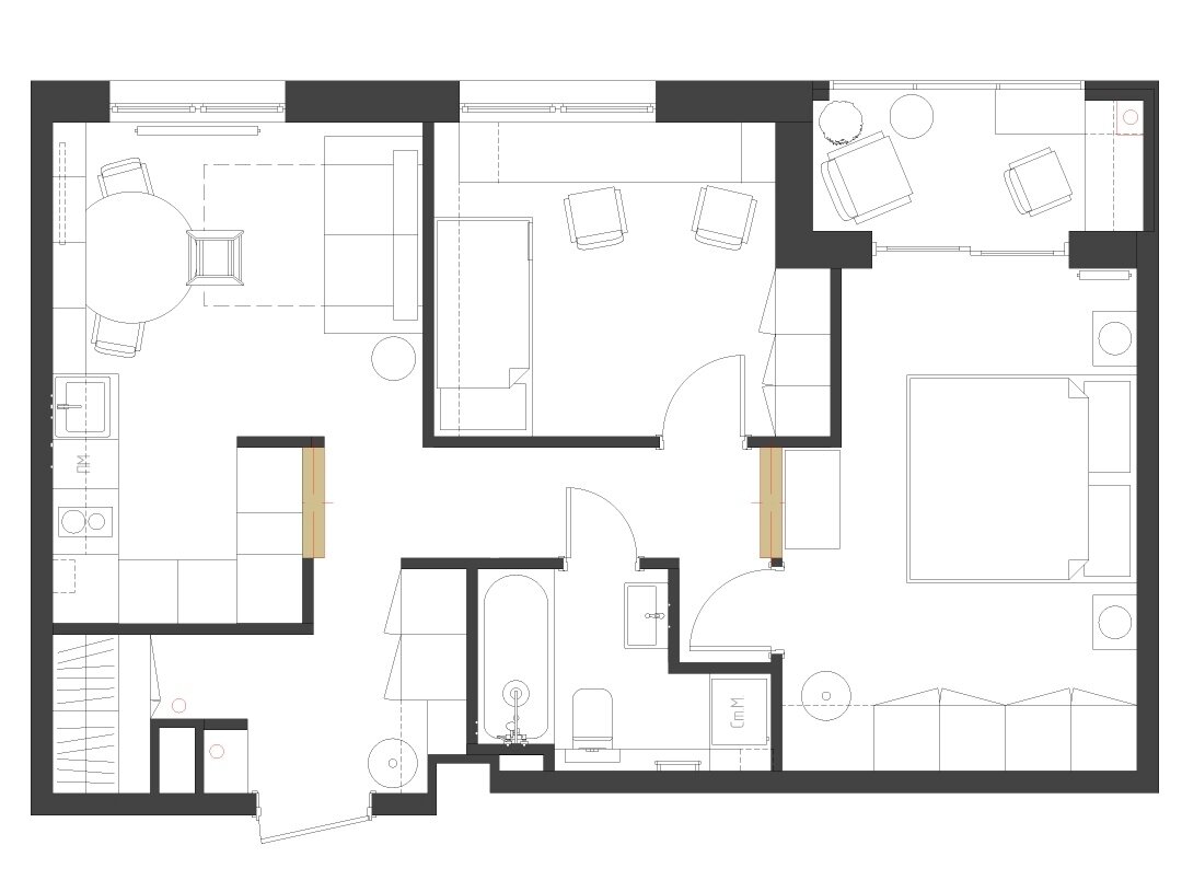 Фотография: Планировки в стиле , Современный, Квартира, Проект недели, Москва, 3 комнаты, 40-60 метров, Никита Ковалев – фото на INMYROOM Фотография: Планировки в стиле , Современный, Квартира, Проект недели, Москва, 3 комнаты, 40-60 метров, Никита Ковалев – фото на INMYROOM