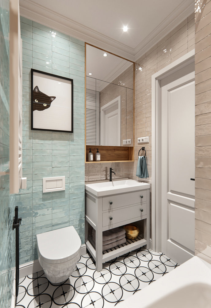 Фотография: Ванная в стиле Современный, Скандинавский, Квартира, Проект дня, Москва, 3 комнаты, 60-90 метров, Олег Минц – фото на INMYROOM Фотография: Ванная в стиле Современный, Скандинавский, Квартира, Проект дня, Москва, 3 комнаты, 60-90 метров, Олег Минц – фото на INMYROOM