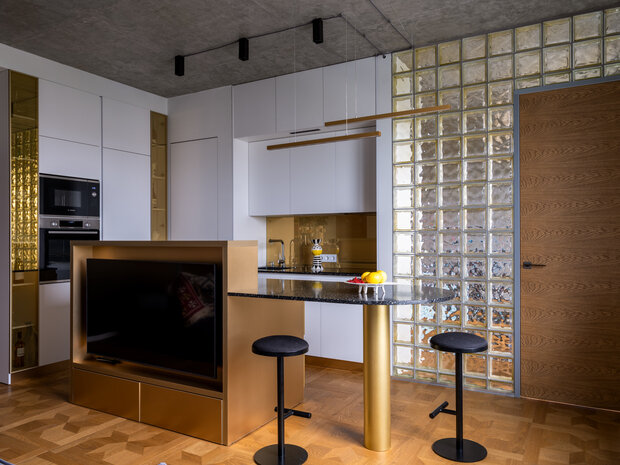 Фотография: Кухня и столовая в стиле Лофт, Современный, Эклектика, Квартира, Проект недели, Москва, 3 комнаты, 40-60 метров, Екатерина Щедрина – фото на INMYROOM