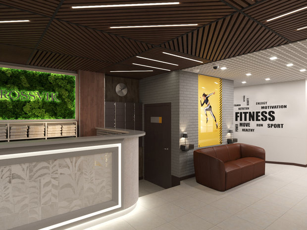 Визуализация интерьера офиса в современном стиле с элементами хай-тек