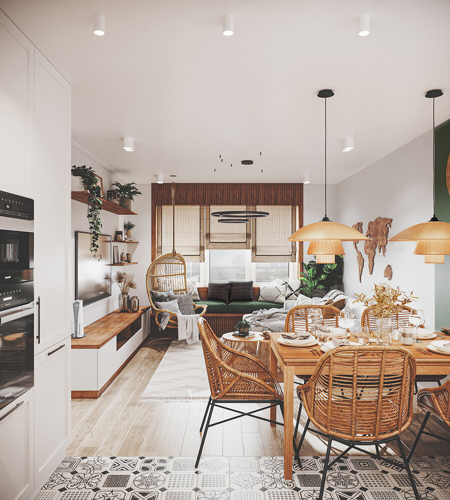 Фотография: Кухня и столовая в стиле Скандинавский, Современный, Эклектика, Бохо, Квартира, Проект недели, Москва, 3 комнаты, 60-90 метров, KSInteriors – фото на INMYROOM