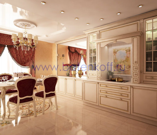Фото из портфолио Дизайн проект кухни в классическом стиле на Юмашева от дизайн студии Батенькофф. – фотографии дизайна интерьеров на InMyRoom.ru