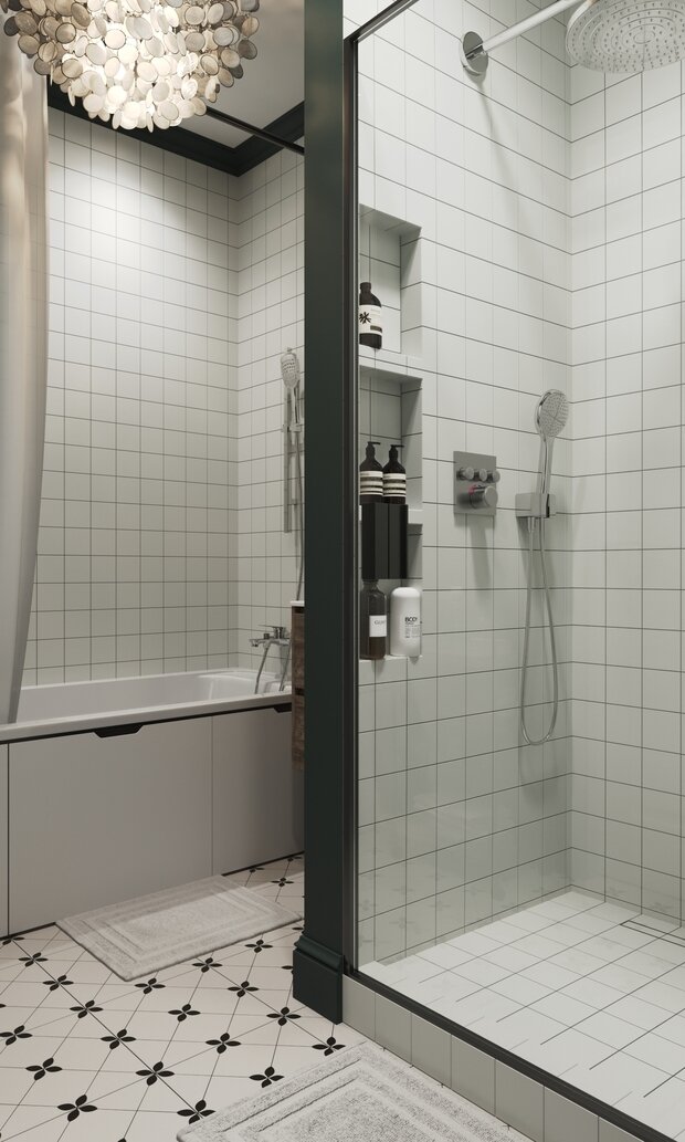 Фотография: Ванная в стиле Скандинавский, Современный, Квартира, Проект дня, Санкт-Петербург, 3 комнаты, 60-90 метров, современный с элементами классики и французского стиля, Гера Остин, Анна Лаковская – фото на INMYROOM