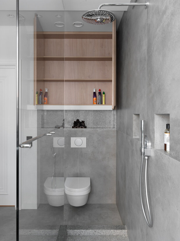 Фотография: Ванная в стиле Современный, Минимализм, Квартира, Проект недели, Москва, Сталинка, 2 комнаты, 60-90 метров, Анастасия Рыкова, S-Style – фото на INMYROOM