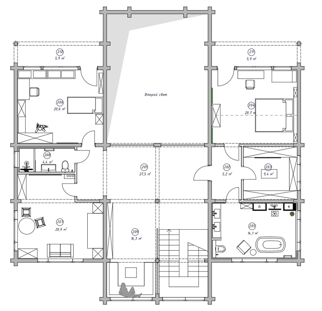 Фотография: Планировки в стиле , Современный, Эклектика, Дом, Проект недели, Дом и дача, Московская область, Истринский район, 4 и больше, Более 90 метров, Яна Ухова – фото на INMYROOM