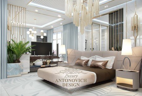 Идеи дизайна большой спальни от Luxury Antonovich Design