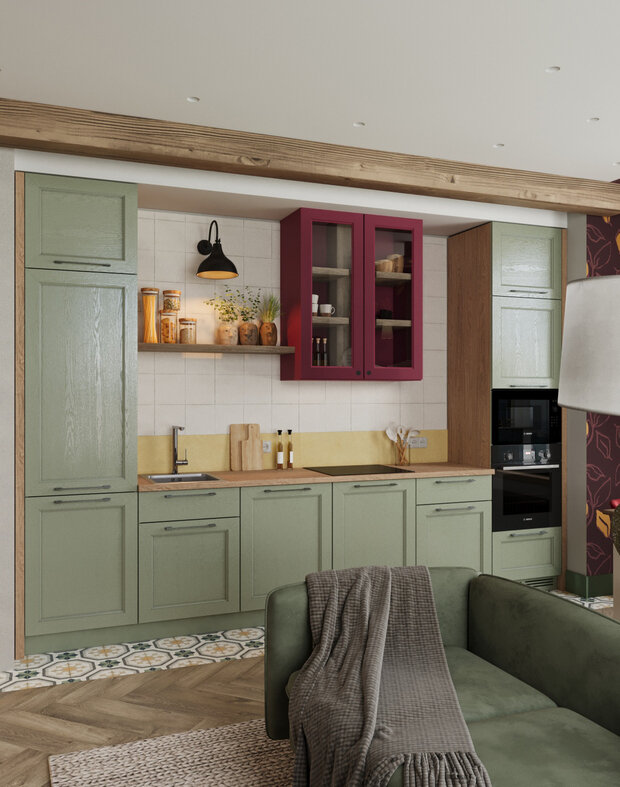 Фотография: Кухня и столовая в стиле Прованс и Кантри, Современный, Эклектика, Квартира, Проект дня, Москва, 1 комната, 40-60 метров, современный с элементами эклектики, фото интерьера, дизайн интерьера фото – фото на INMYROOM