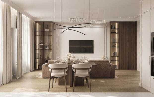 Фото из портфолио Дизайн-проект квартиры в ЖК «Shagal» в стиле современная классика – фотографии дизайна интерьеров на INMYROOM